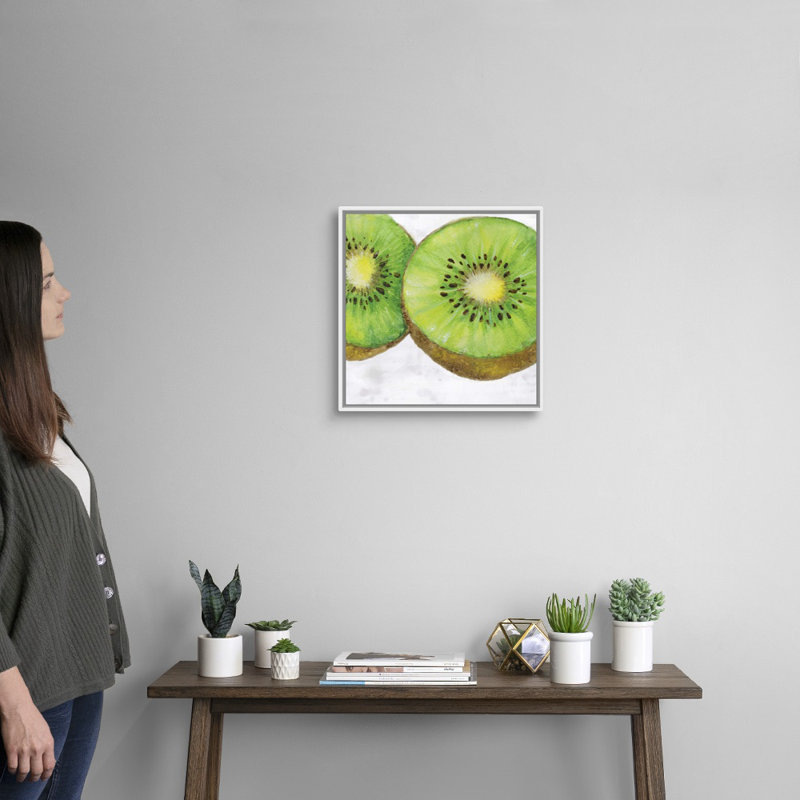 Reproduction d’art sur toile, "fruit I" par Eva watts, Toile encadrée flottée blanche, H 18 po x l 18 po x P 1,75 po
