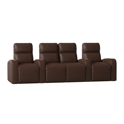 Upholstered Power Reclining Home Theater Seating with Cup Holder
