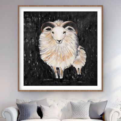 Two Bushy Ram - Framed Matted Print for Home Decor