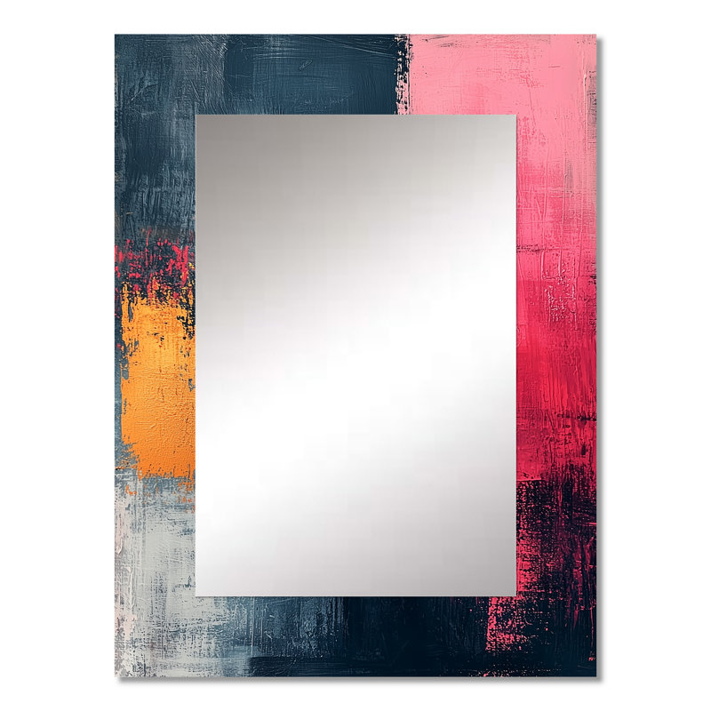 Blakc et rose se rencontrent dans le rêve II - miroir décoratif d'art de ligne, grand miroir mural rose, art imprimé en métal