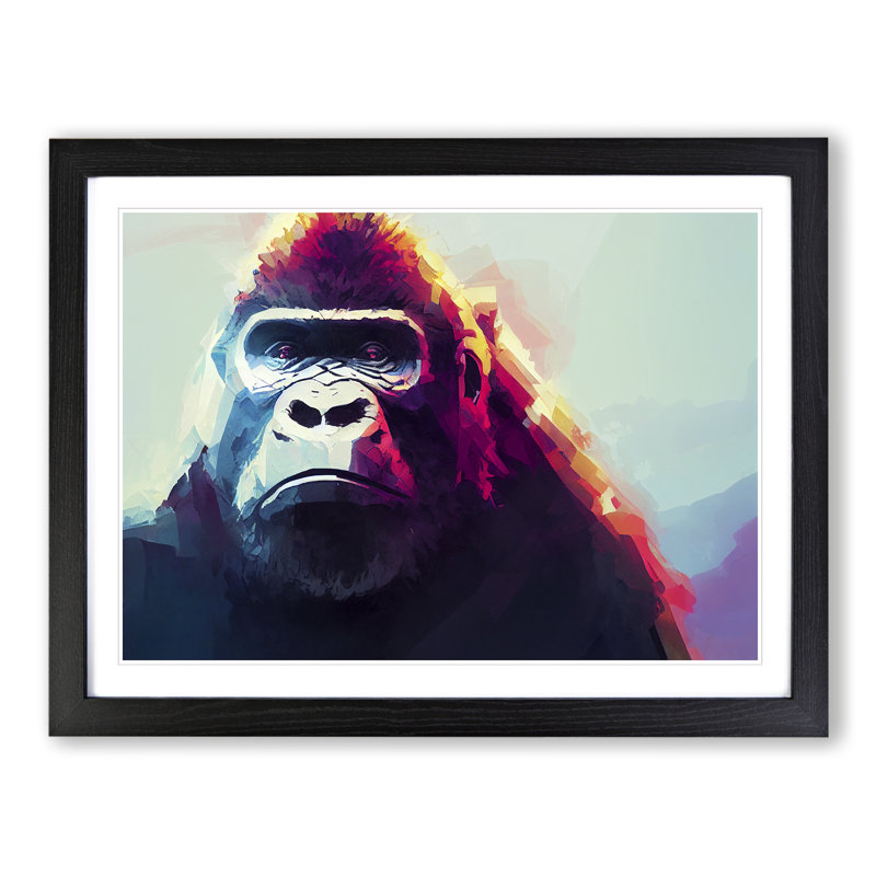XH1022-4427X Gorilla Art Painting Vol.1 Abstract - Single Picture Frame Print, Black, 46cm H x 64cm W x 2cm D