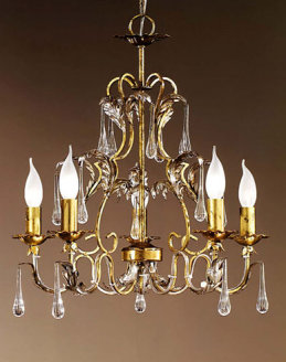 Lustre empire à 5 lumières de style bougie avec accents de cristal