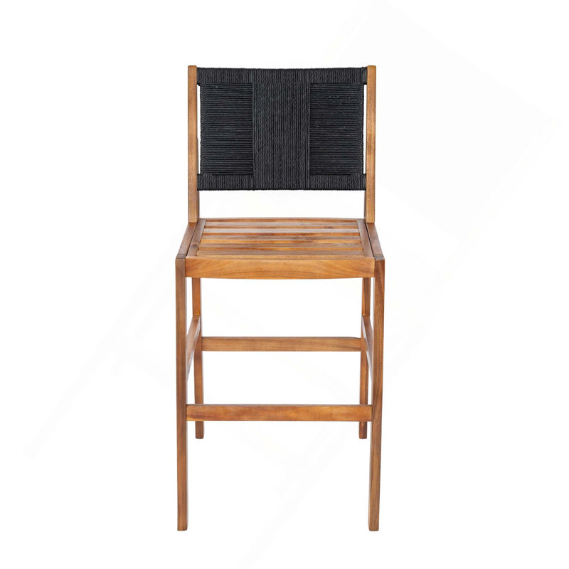 Ensemble de 2 tabourets de bar à hauteur de comptoir en bois avec coussin et dossier en osier pour îlot de cuisine
