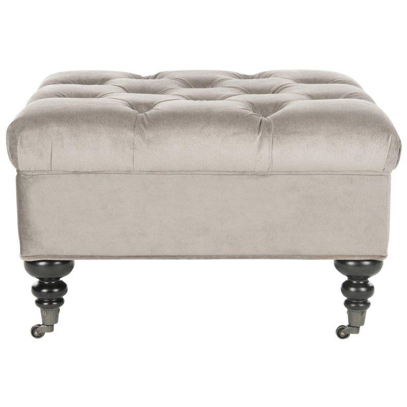 Upholstered Ottoman, Mushroom Taupe Velvet