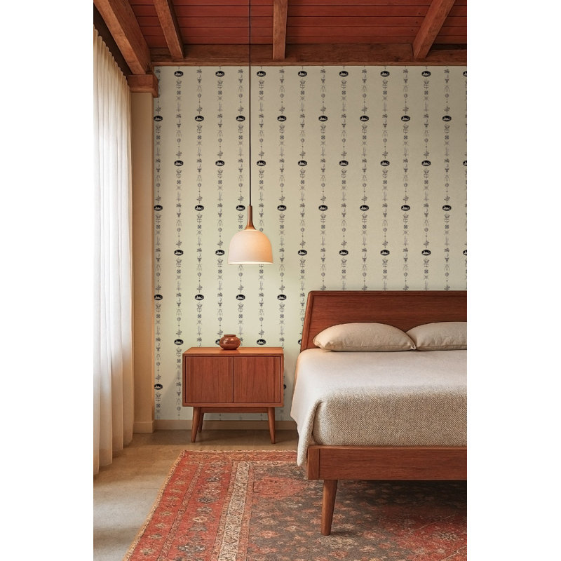 NeoClassical Stripe - Cream and Black Wallpaper, Gray