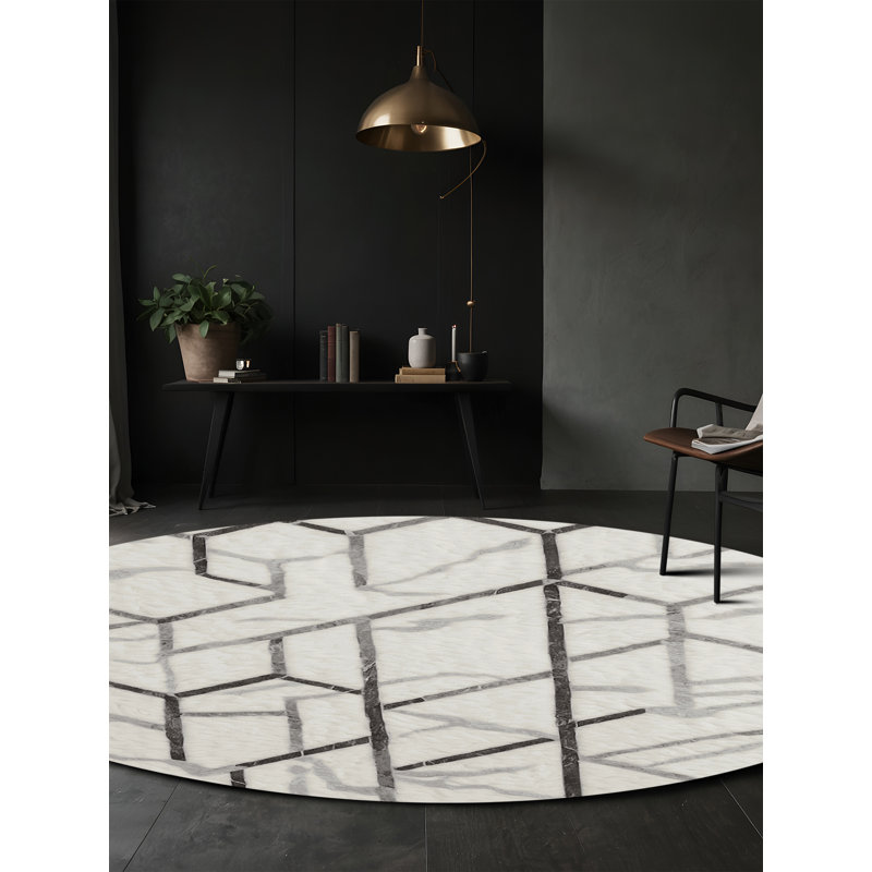 Tapis gris lavable à la machine, Rond 6 pi