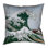 Coussin carré avec imprimé Hokusai Wave - art côtier mauve, intérieur / extérieur