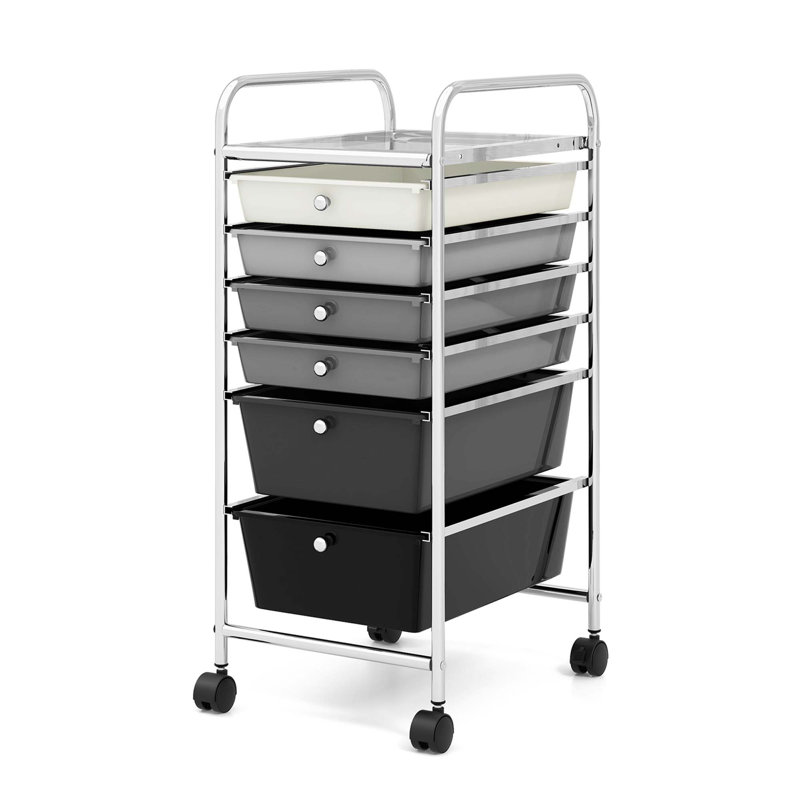 Nereen 6 Drawer Storage Drawer with Locking Wheels, Gradient Gray