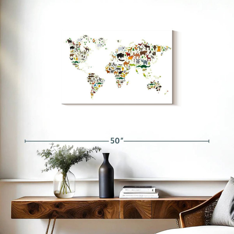 Carte du monde des animaux sauvages Ashelle, H 20 po x l 30 po