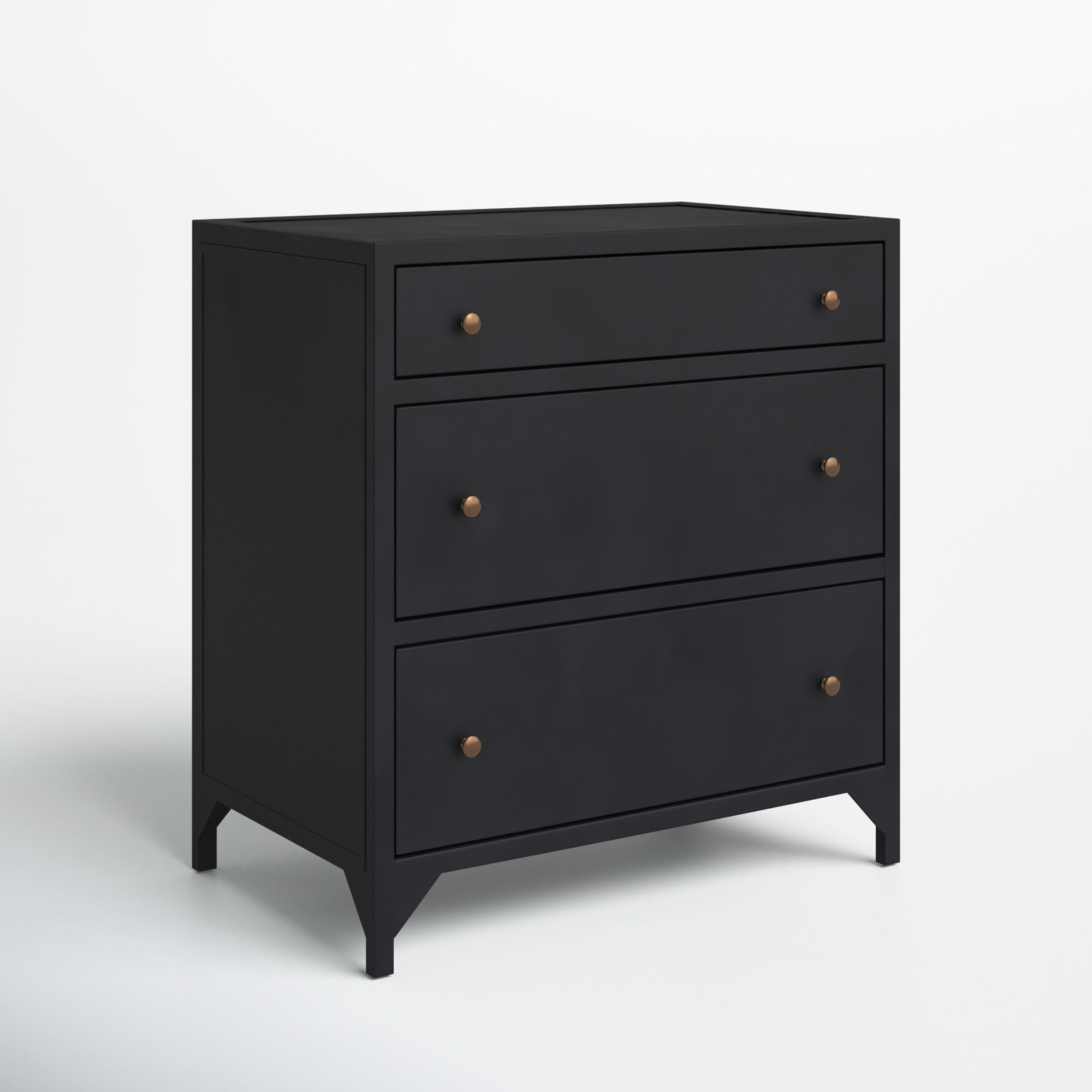 Camille 3 - Drawer Iron 28" Nightstand, Black