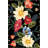 Black Themed Mixed Flowers Rose Patterned Creative Modern Decorative Carpet-2104255430