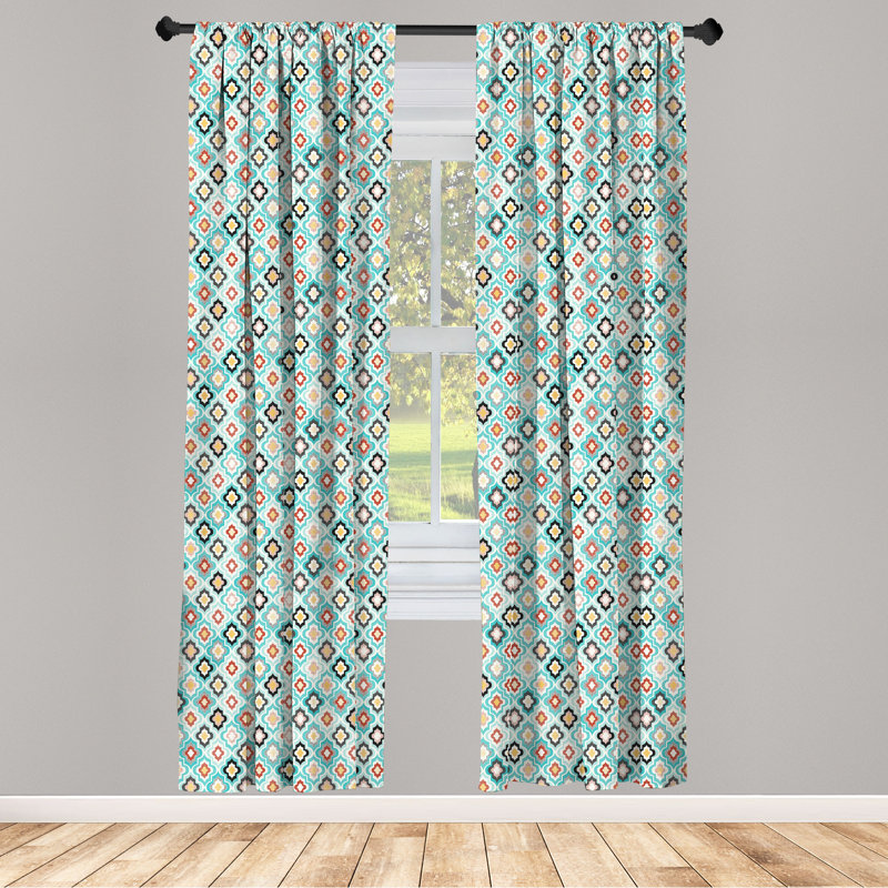 Rideaux 4 panneaux Ambesonne, style héraldique, turquoise, L 56 po x L 63 po