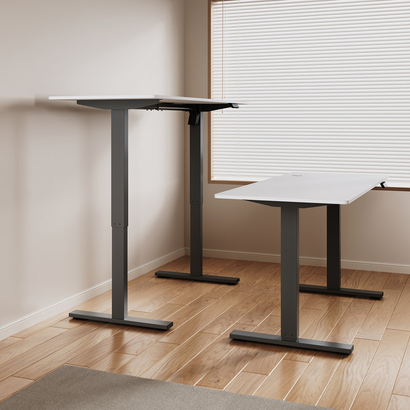 140Cm W Height Adjustable Rectangular Standing Desk, White