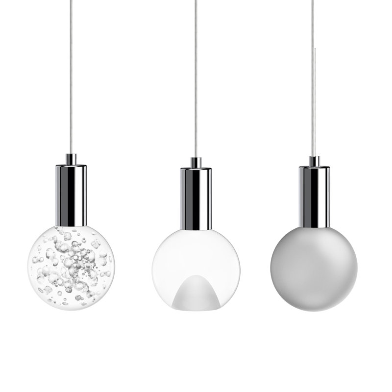 1 - Light Single Globe LED Pendant, Polished Chrome, 4.25" H x 4.25" W x 4.25" D