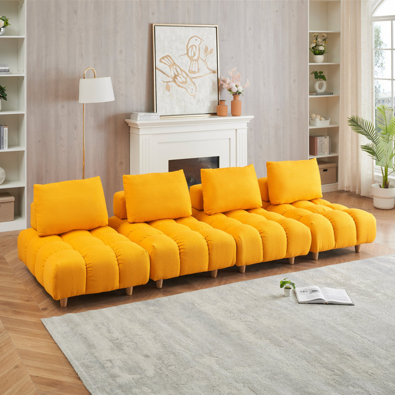 Canapé modulaire 3 pièces Samiur, Jaune, H 29,5 po x L 120 po x l 40,2 po