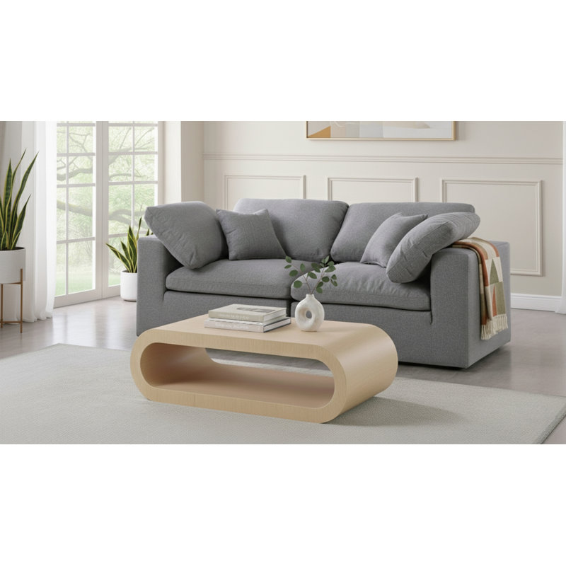 Causeuse Amillya, Tissu gris texturé en lin