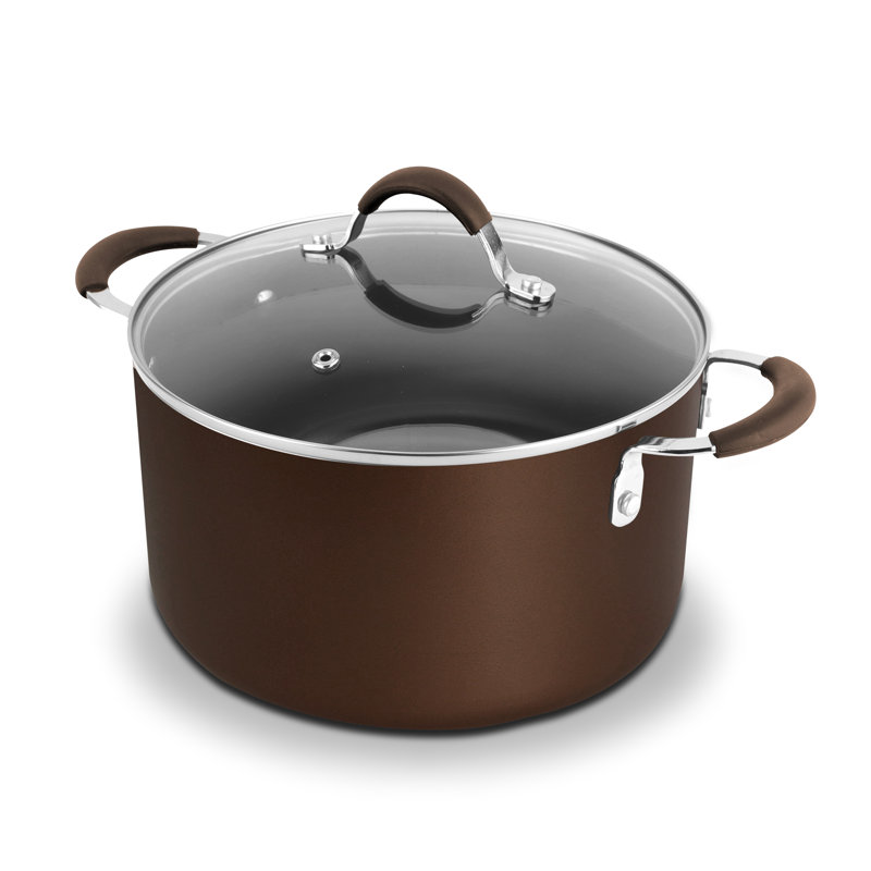 NutriChef 5 qt. Aluminum Pot Set Non-Stick, Brown