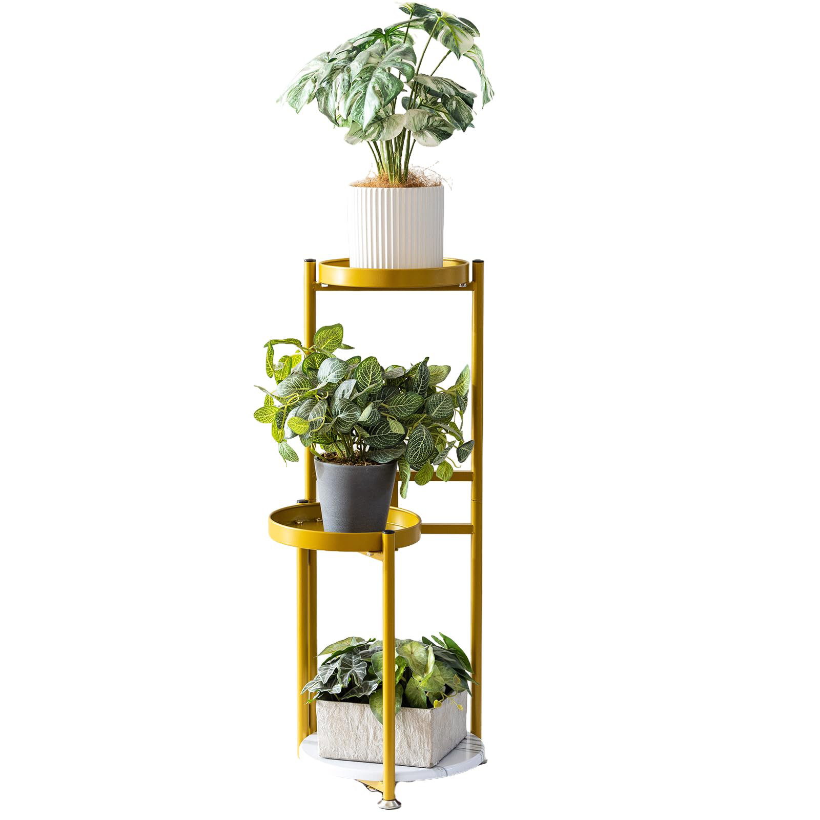 Everly Quinn 3-Tier Metal Flower Shelf Pot Holder , Corner Rack For ...