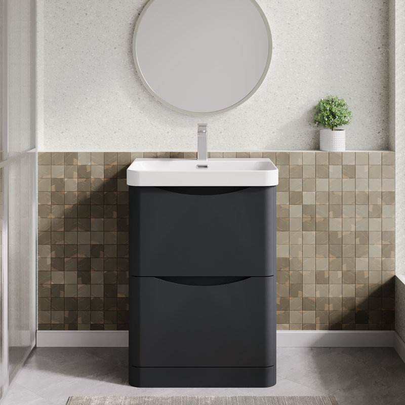 Lunar Bathroom Vanity, Soft Black, 60.7 cm W