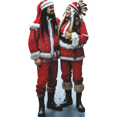 SP13177 Native American Mr Mrs Santa Claus Couple Christmas Cardboard Cutout Standee Standup