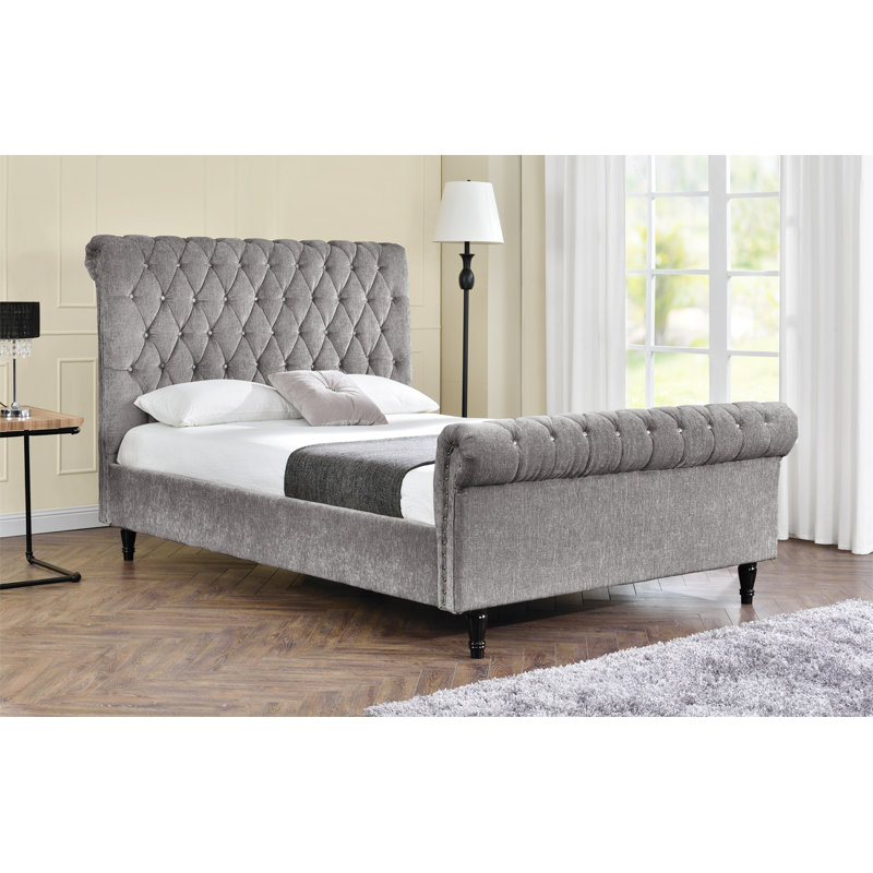 Windermere Upholstered Bed, Kingsize (5'), Silver