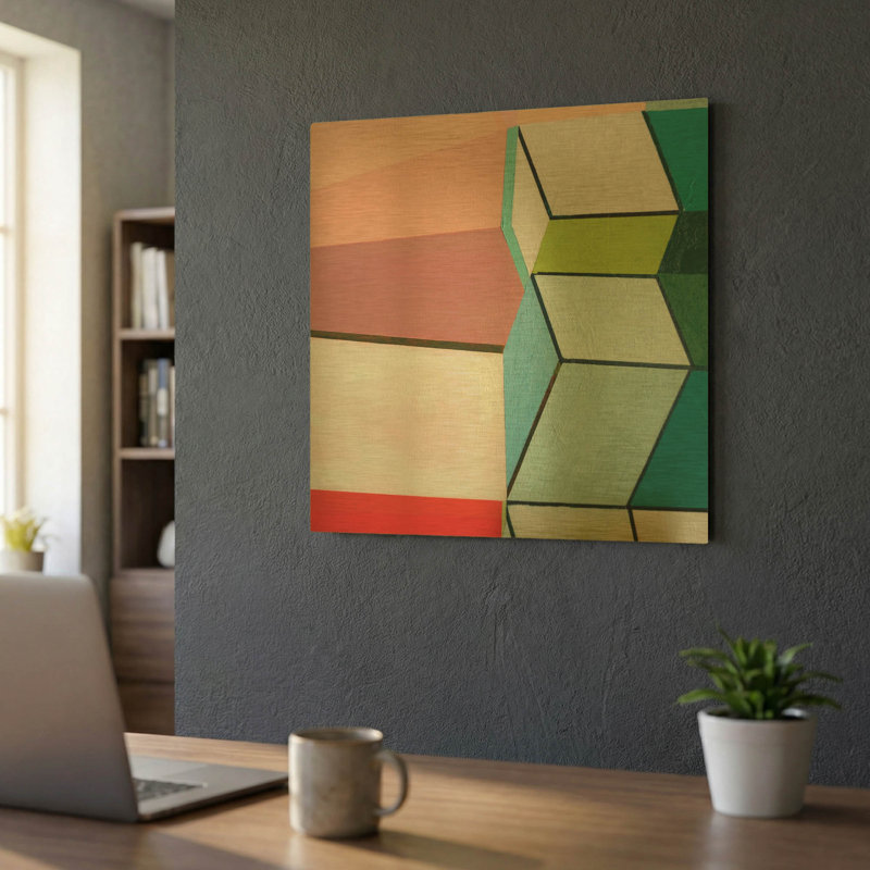 «Angles No. 2» par Naomi Taitz Duffy, art mural en métal doré, 24 po x 24 po, 24 po x 24 po