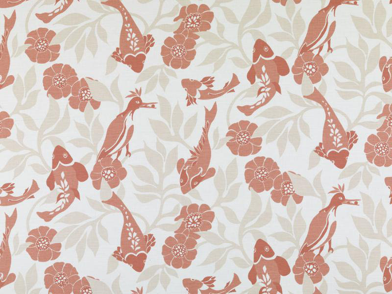 Whimsy Garden Sardinia Fabric, Coral