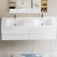 Meuble-lavabo mural 72 po avec lavabo 72 po, lavabo mural moderne avec lavabo en résine et 4 tiroirs à fermeture en douceur, blanc brillant 24V11-72GW