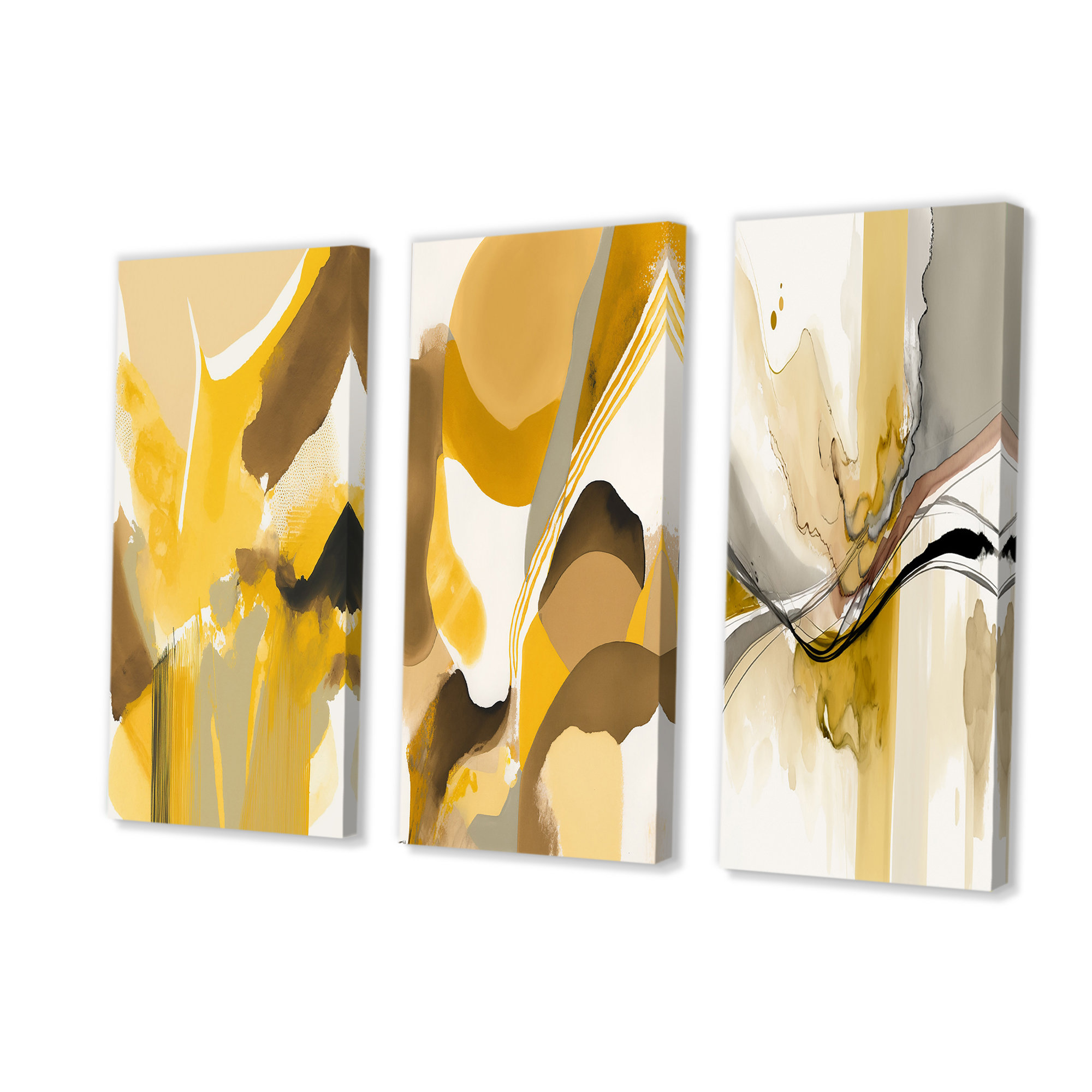 SIGNLEADER Framed Canvas Print Wall Art Set Geometrid Mid-Century Forest  Plant Collage Abstract Shapes Illustrations