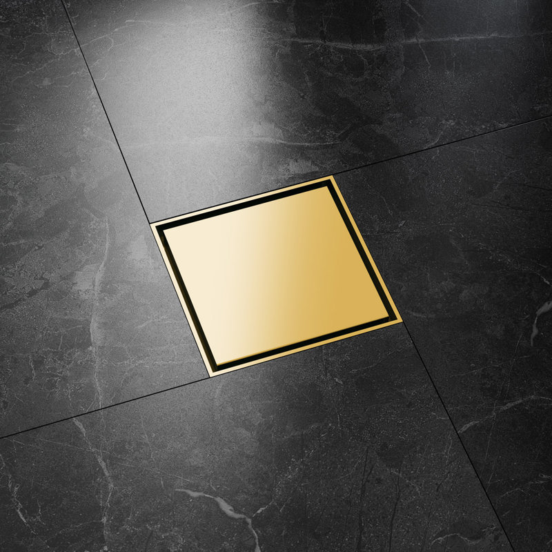 24" Modern Shower Linear Drain Brushed Gold, Polished Gold