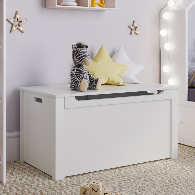 Boîte à jouets en bois massif Kariss, Blanc