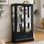 Vitrine lumineuse en verre avec tablettes réglables - Vitrine élégante à 2 portes et tiroir intégré, ampoule incluse - NOIR-1708901489
