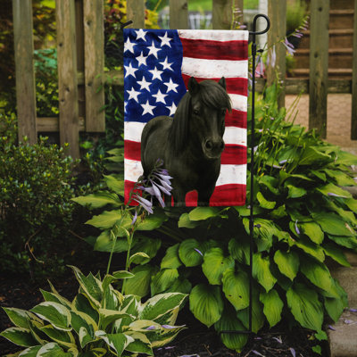Drapeau de jardin américain noir Shetland Pony