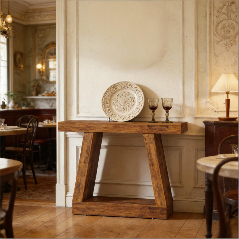Table de canapé rustique, table d'entrée à deux niveaux, console, table d'appoint (table d'appoint incluse seulement)