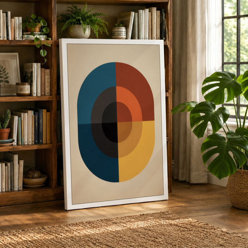 Geometric Quadrants Mid-Century - Wrapped Canvas, 30x20 - 76.2 x 50.8 cm, Sage Border