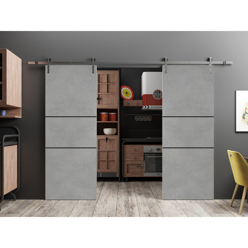 Porte de grange en bois massif massif, 56 po x 96 po, Béton
