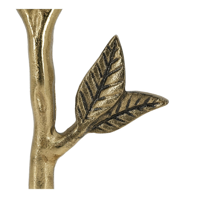 Table d'appoint Leafy Branch avec plateau en marbre blanc et base en aluminium doré, table d'appoint ronde de 14 po