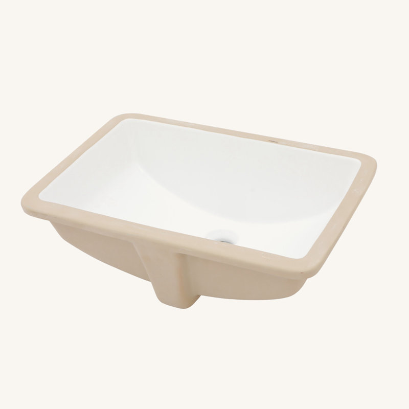 19.7" x 14" White Ceramic Rectangular Undermount Bathroom Sink with Overflow