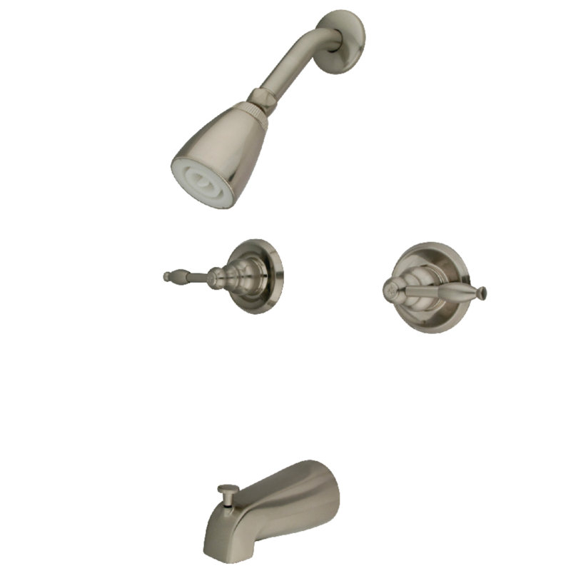 Kingston Brass Knight Double-Handle Tub and Shower Faucet, Brushed Nickel