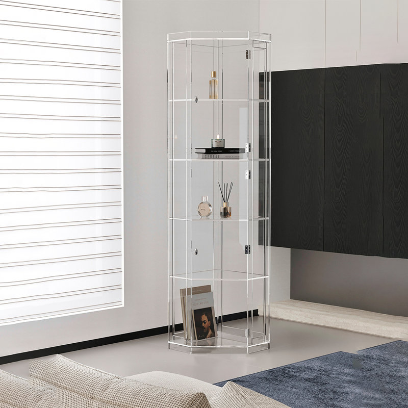 Transparent corner display bookcase