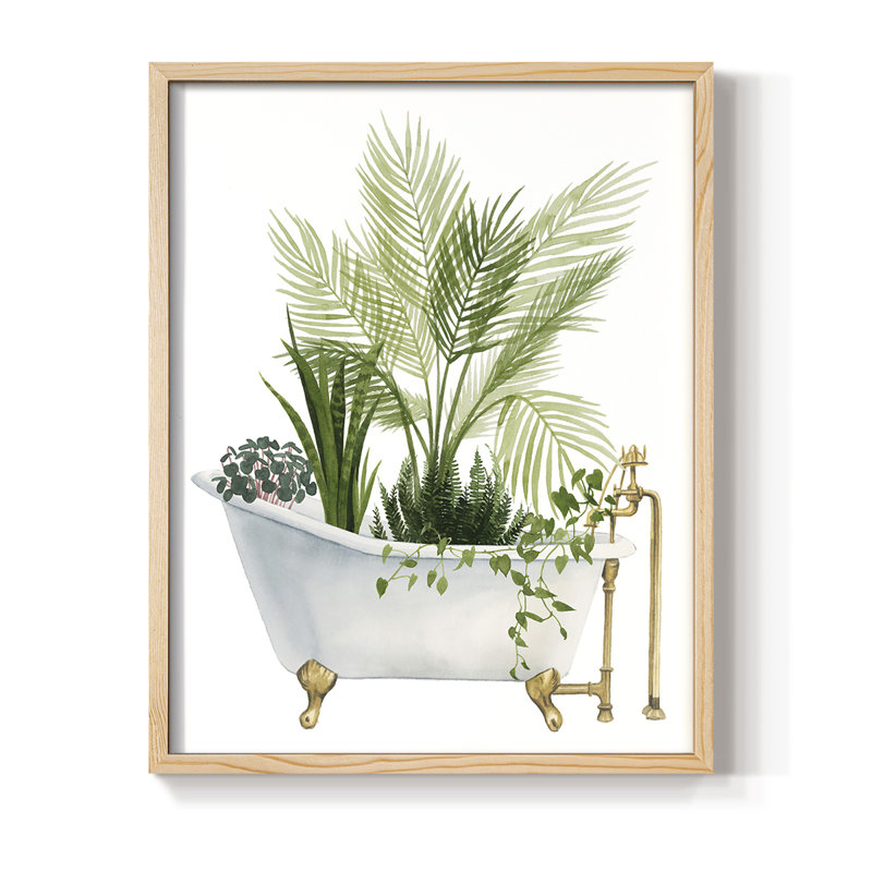 «Plant Bath I», reproduction encadrée - bois massif, H 11 po x l 9 po