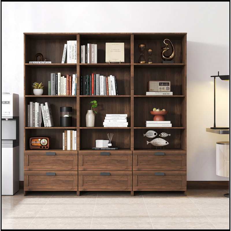 Bibliothèque avec tiroirs, hauteur 70,87 po, 4 tablettes, moderne, bureau à domicile, salon, bureau