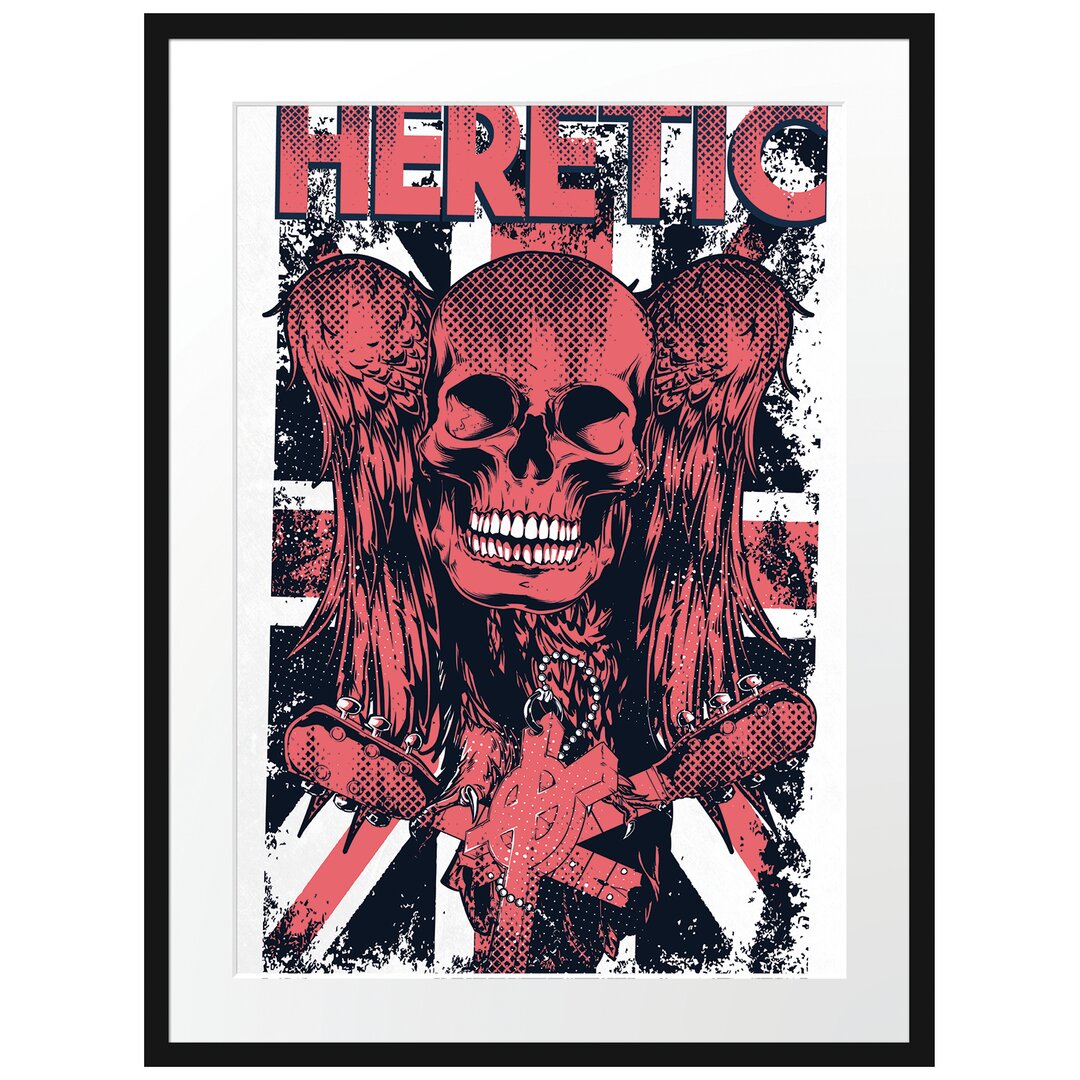 Gerahmtes Poster Wings Skull Light