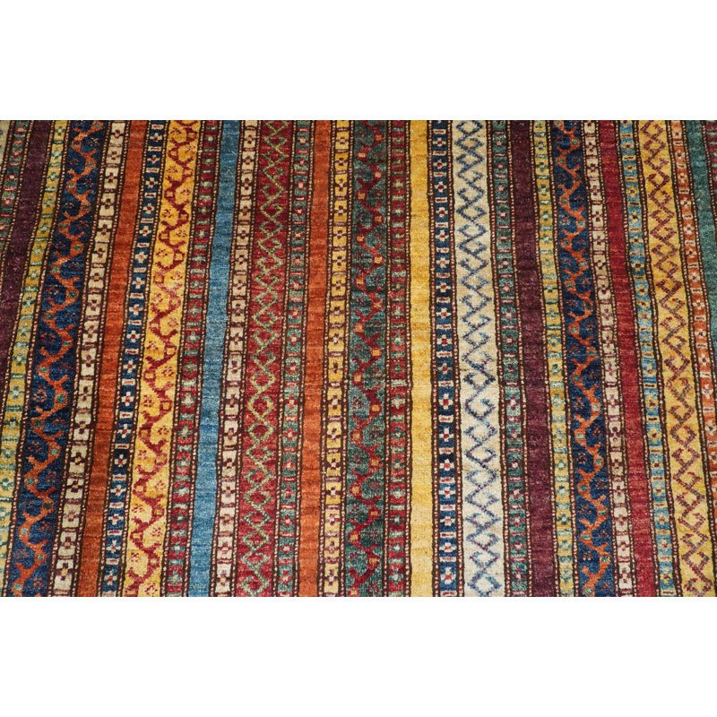 Aryana Wool Striped Area Rug in Red