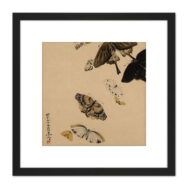 Butterflies Japanese Laquer 1 Piece Single Picture Frame Painting