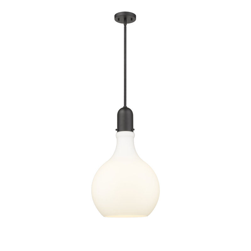 Luminaire suspendu sphère 1 lumière Krier, Blanc mat, H 55,75 po x l 13,75 po x P 13,75 po, Noir mat