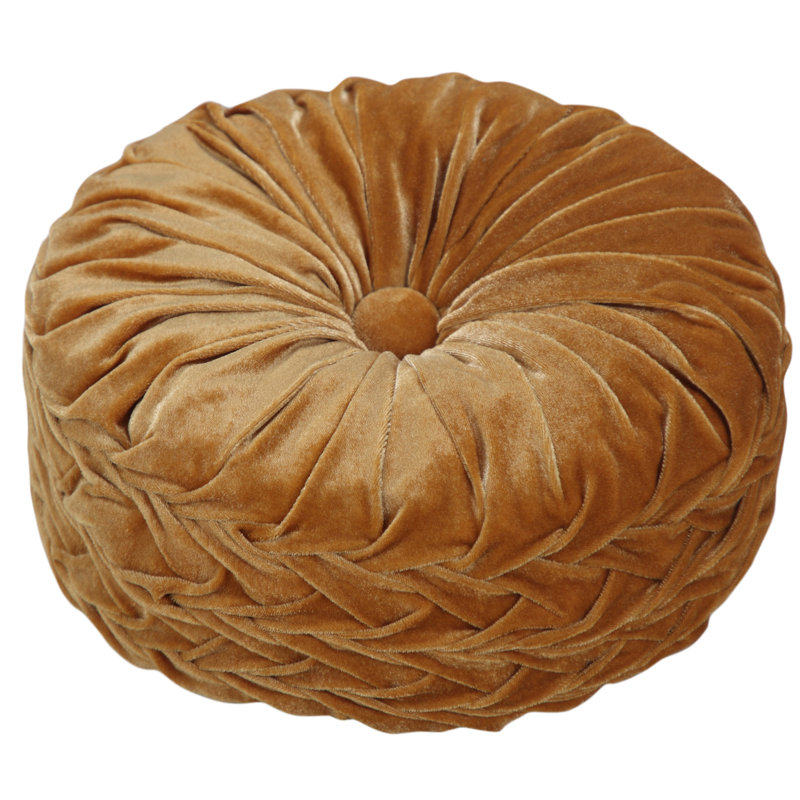 Taylor Gold Tufted Button Poly Velvet Pillow