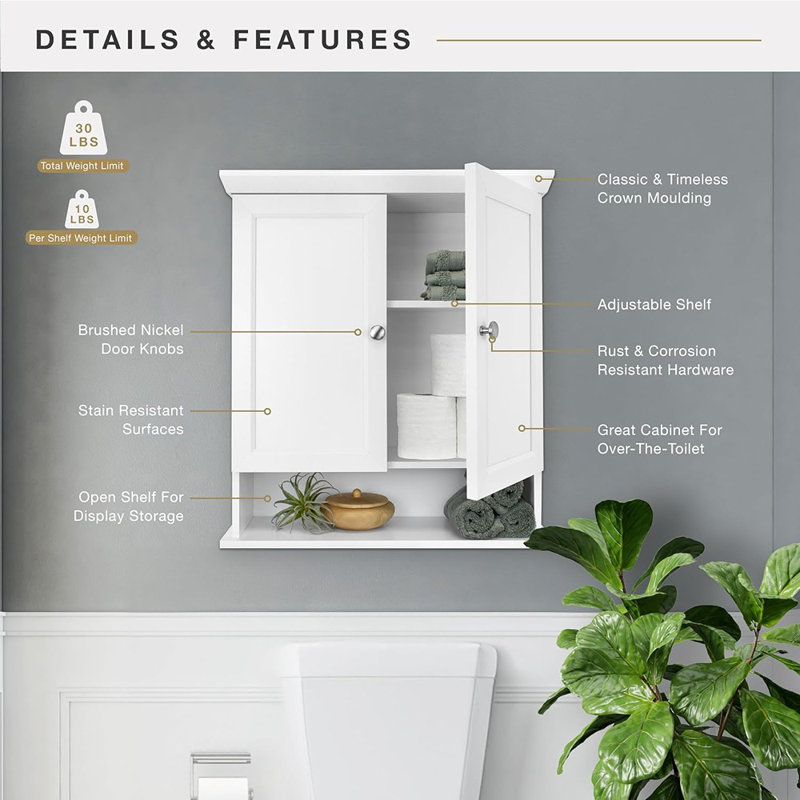 Organisateur d'armoire à pharmacie - blanc - mural, rangement au-dessus de la toilette, mobilier de salle de bain, organisateur de salle de bain