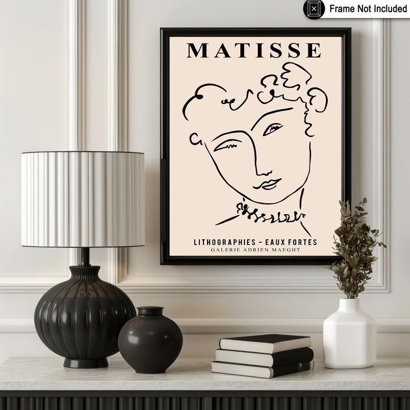Henri Matisse - Visage de femme, H 08 po x l 10 po, Affiche, Sans cadre