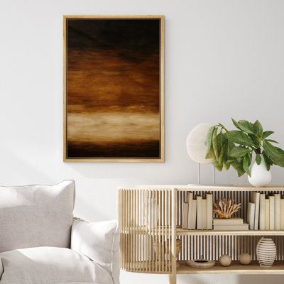 Earthy Brown Gradient Abstract Art – Pictures Framed Canvas Print Wall Art